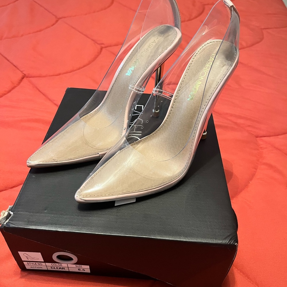 Transparent Heels with Beige Accents
